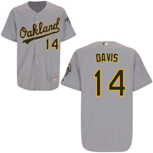 Ike Davis #14 mlb Jersey-Oakland Athletics Women's Authentic Road Gray Cool Base Baseball Jersey